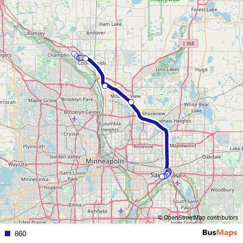 860 bus Line Map