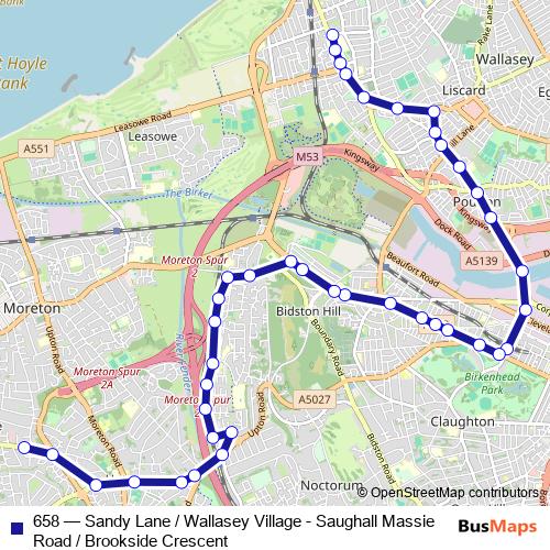 658 bus Line Map