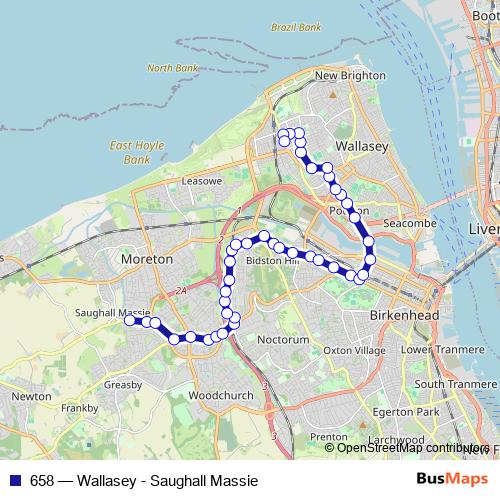 658 bus Line Map