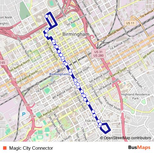 Magic City Connector bus Line Map