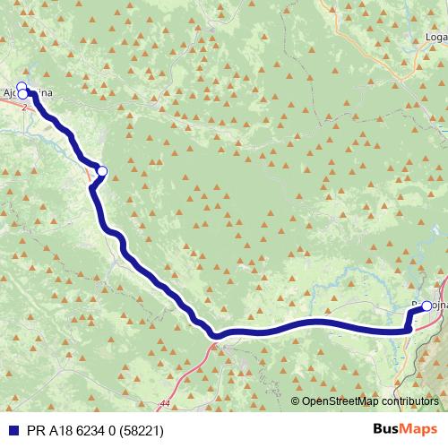 PR A18 6234 0 (58221) bus Line Map