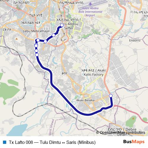 Tx Lafto 008 bus Line Map