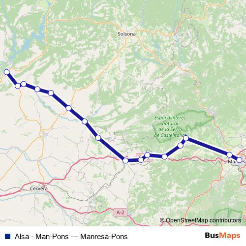 Alsa - Man-Pons bus Line Map