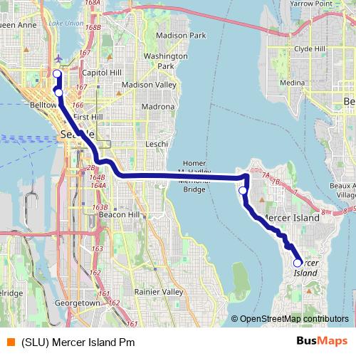 (SLU) Mercer Island Pm bus Line Map