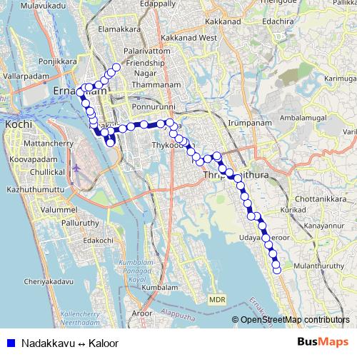 Nadakkavu ↔ Kaloor bus Line Map