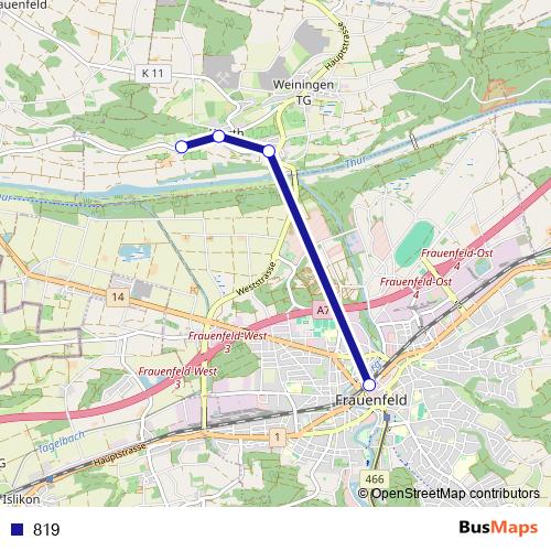 819 bus Line Map