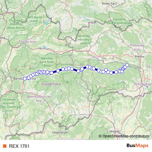 REX 1781 rail Line Map