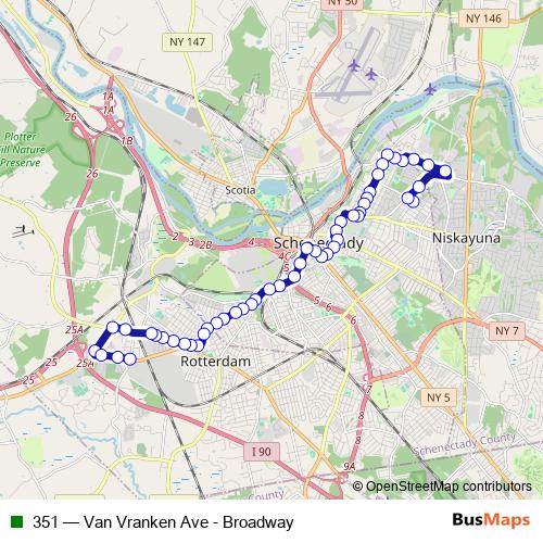 351 bus Line Map