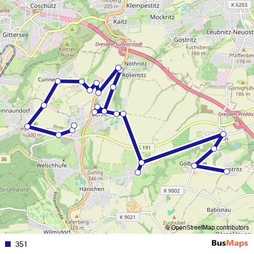 351 bus Line Map