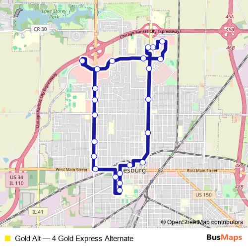 Gold Alt bus Line Map