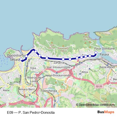 E09 bus Line Map