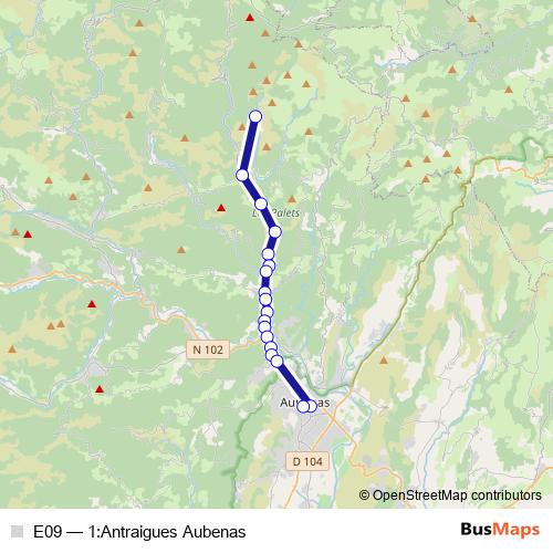 E09 bus Line Map