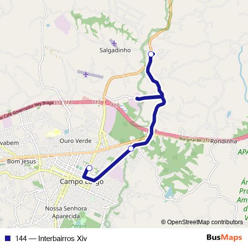 144 bus Line Map