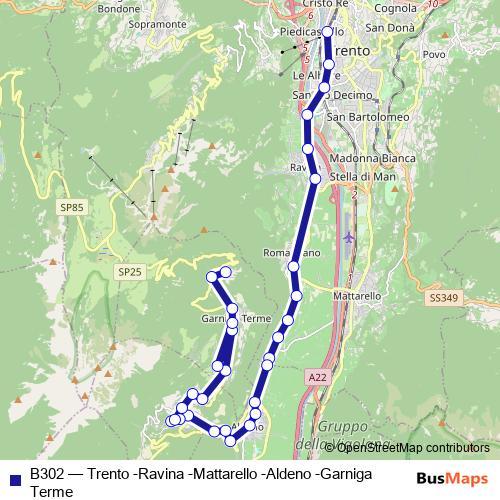 B302 bus Line Map