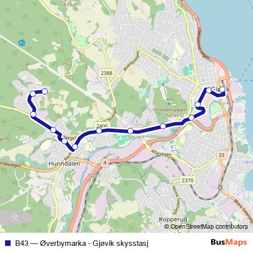 B43 bus Line Map