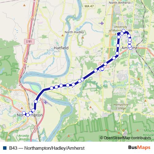 B43 bus Line Map