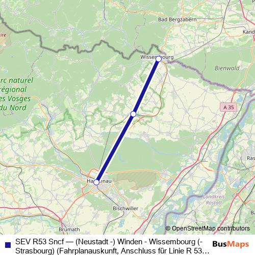 SEV R53 Sncf bus Line Map