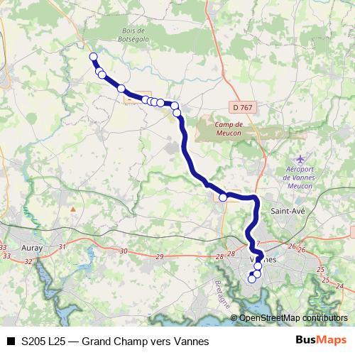 S205 L25 bus Line Map