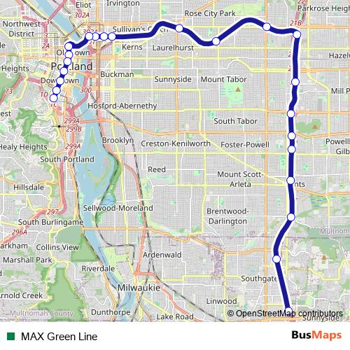 MAX Green Line tram Line Map