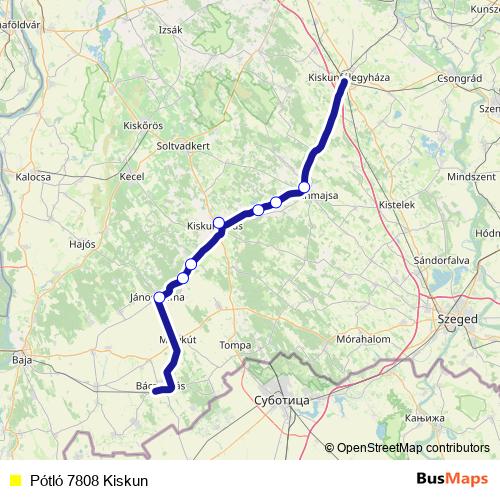 Pótló 7808 Kiskun bus Line Map