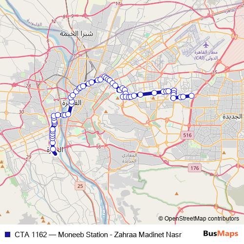 CTA 1162 bus Line Map