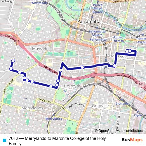 7012 bus Line Map