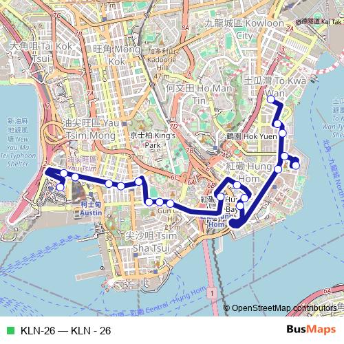 KLN-26 bus Line Map