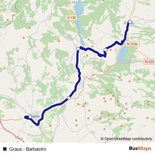Graus - Barbastro bus Line Map