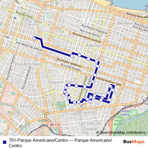 701-Parque Americano/Centro bus Line Map