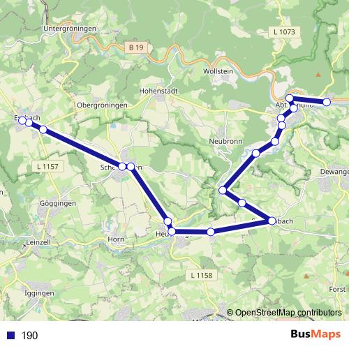 190 bus Line Map
