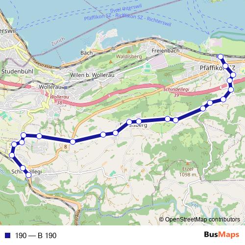 190 bus Line Map