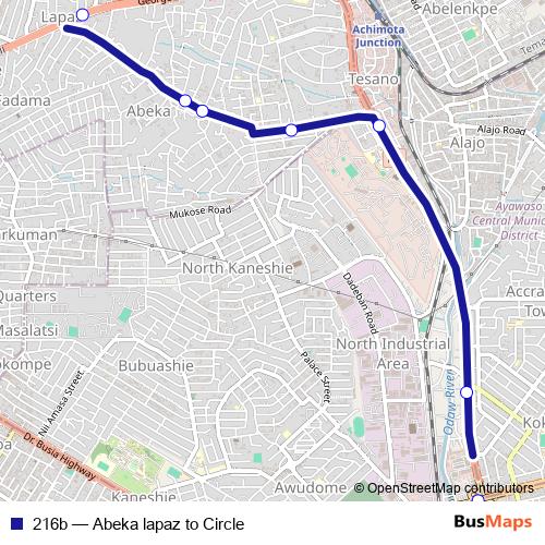 216b bus Line Map