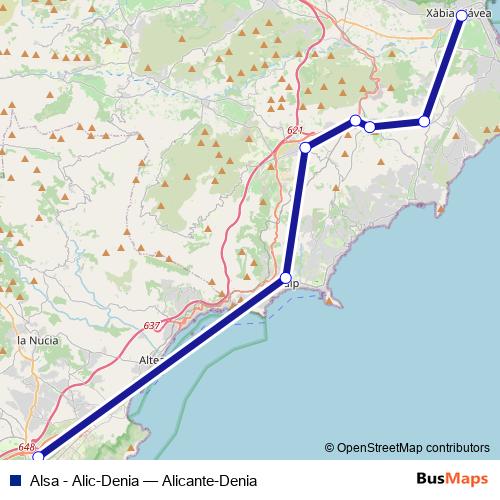 Alsa - Alic-Denia bus Line Map