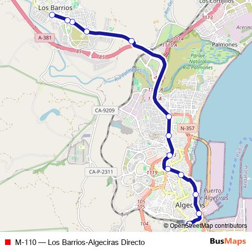 M-110 bus Line Map