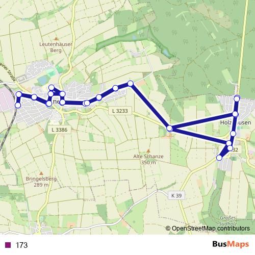 173 bus Line Map