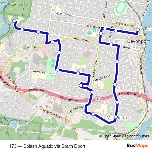 173 bus Line Map