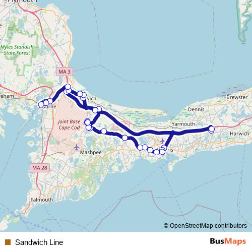 Sandwich Line bus Line Map