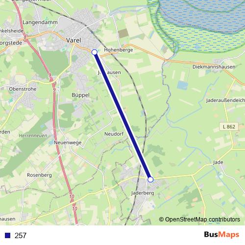 257 bus Line Map