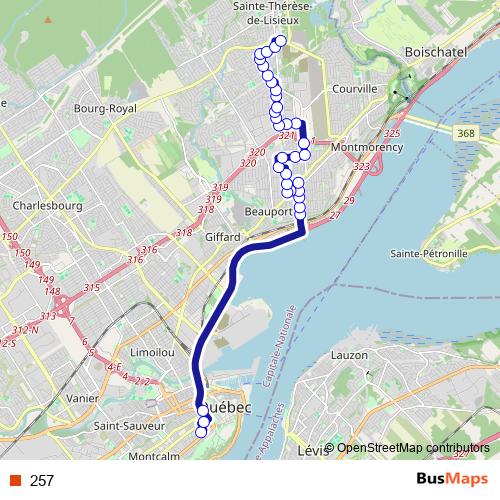 257 bus Line Map