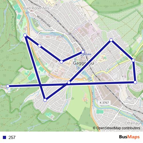 257 bus Line Map