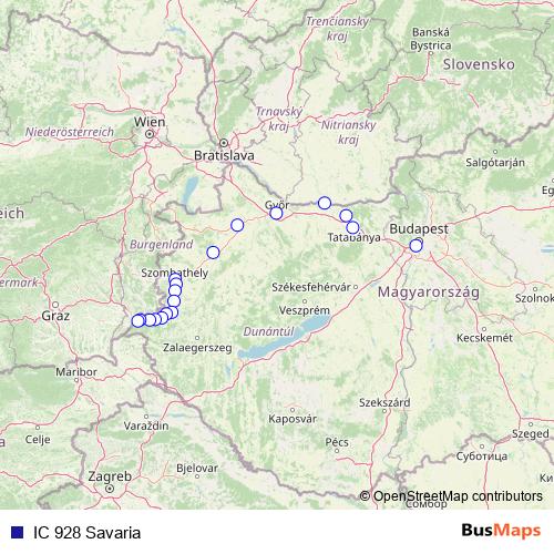 IC 928 Savaria rail Line Map