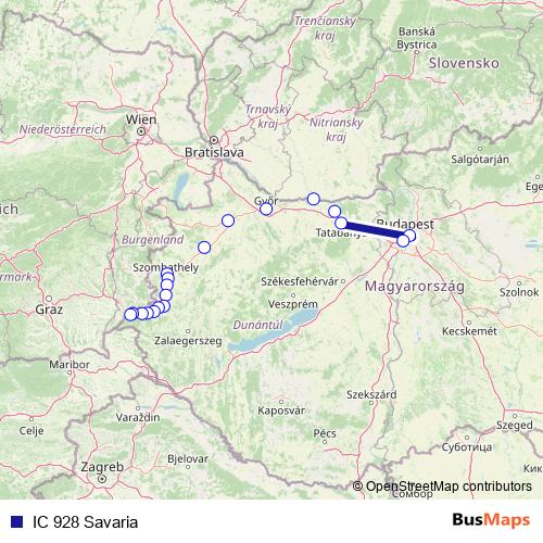 IC 928 Savaria rail Line Map