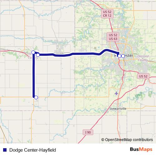Dodge Center-Hayfield bus Line Map