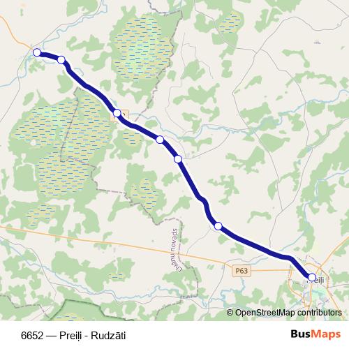 6652 bus Line Map