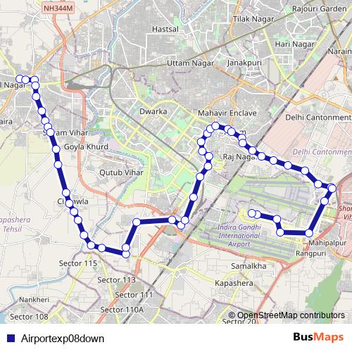 Airportexp08down bus Line Map