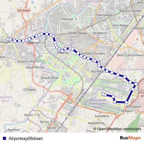 Airportexp08down bus Line Map