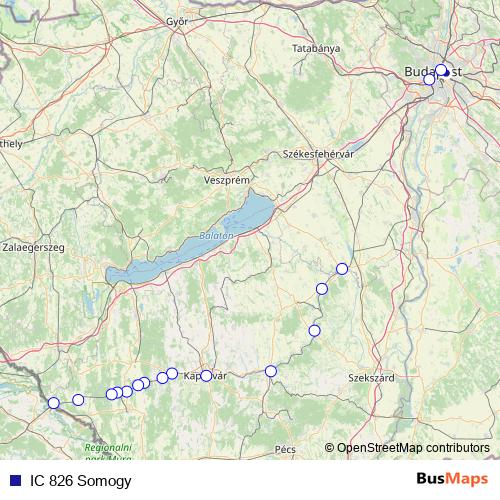 IC 826 Somogy rail Line Map