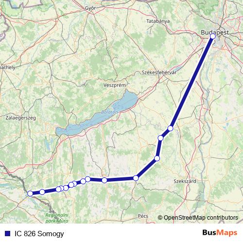 IC 826 Somogy rail Line Map