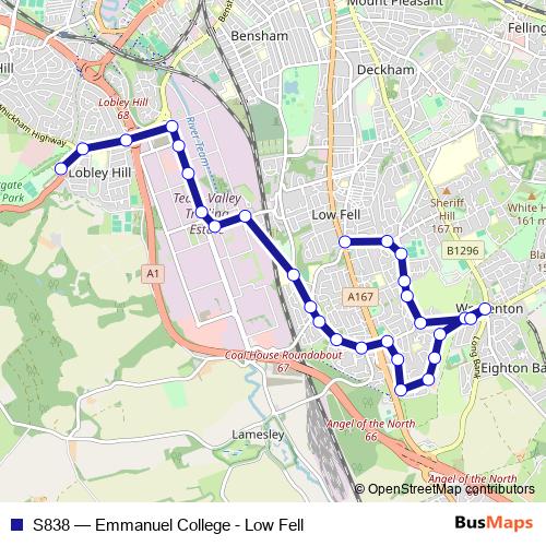S838 bus Line Map