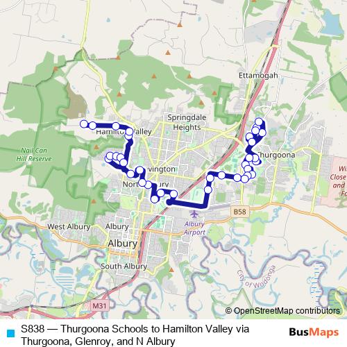 S838 bus Line Map